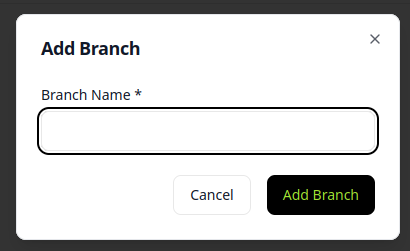 Add Branch Configuration Modal