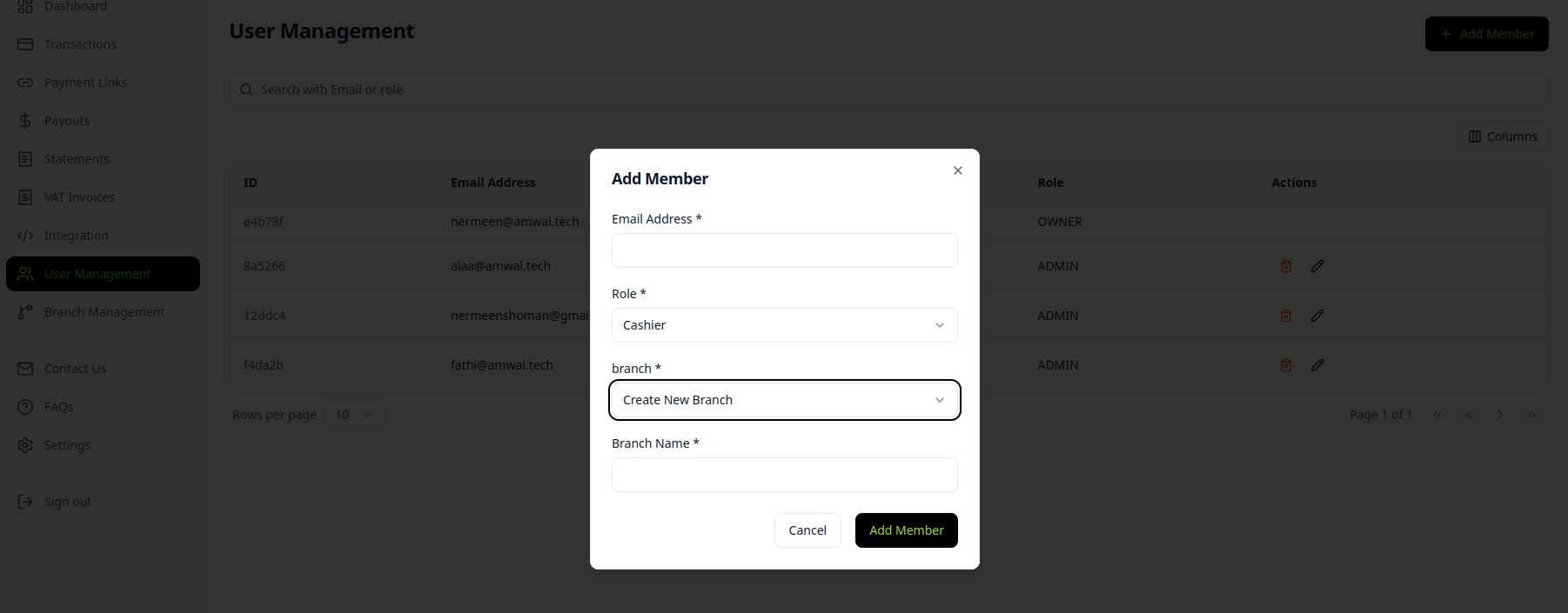 Branch Selection and Dynamic Creation