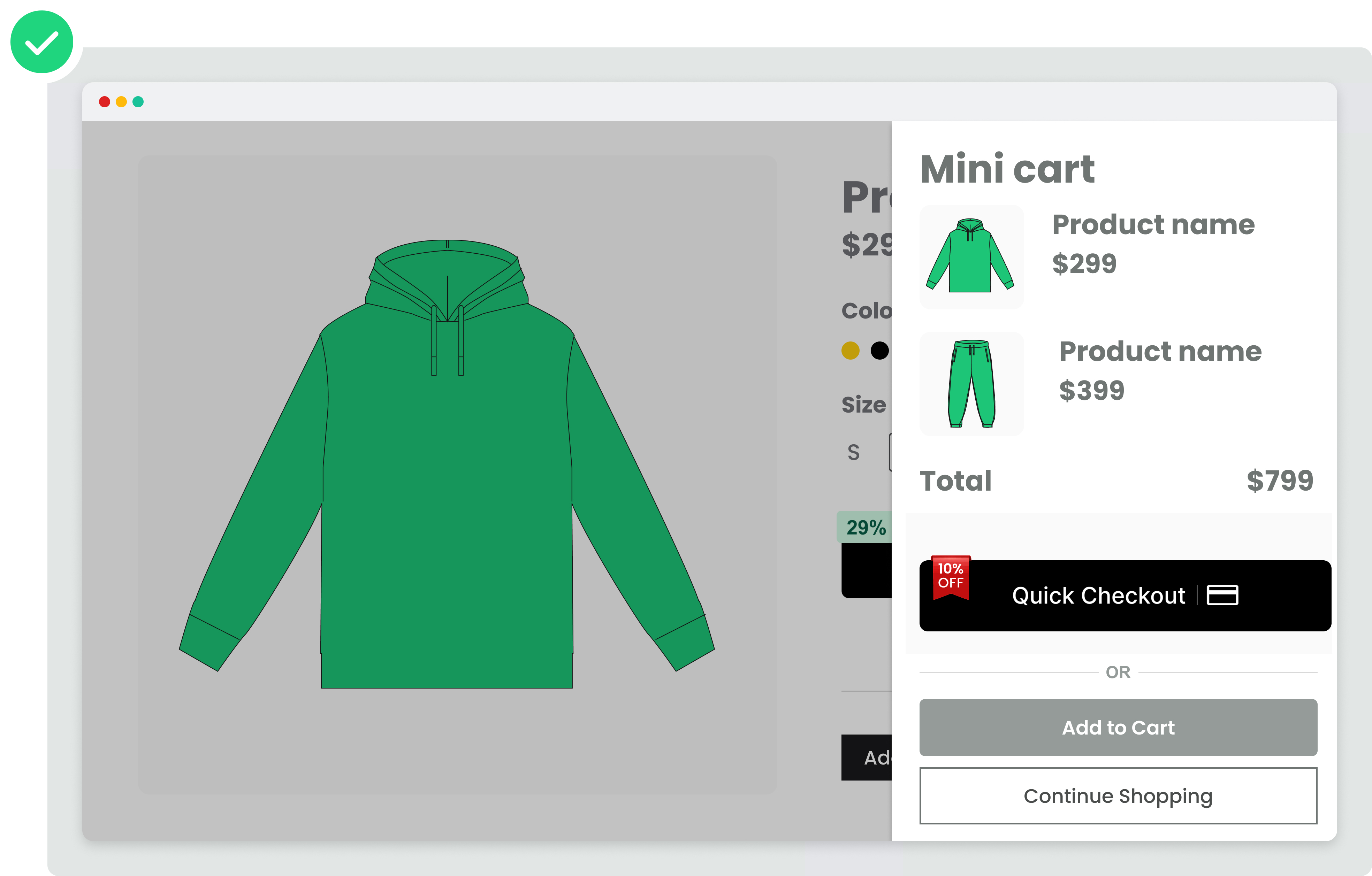 Mini cart button placement