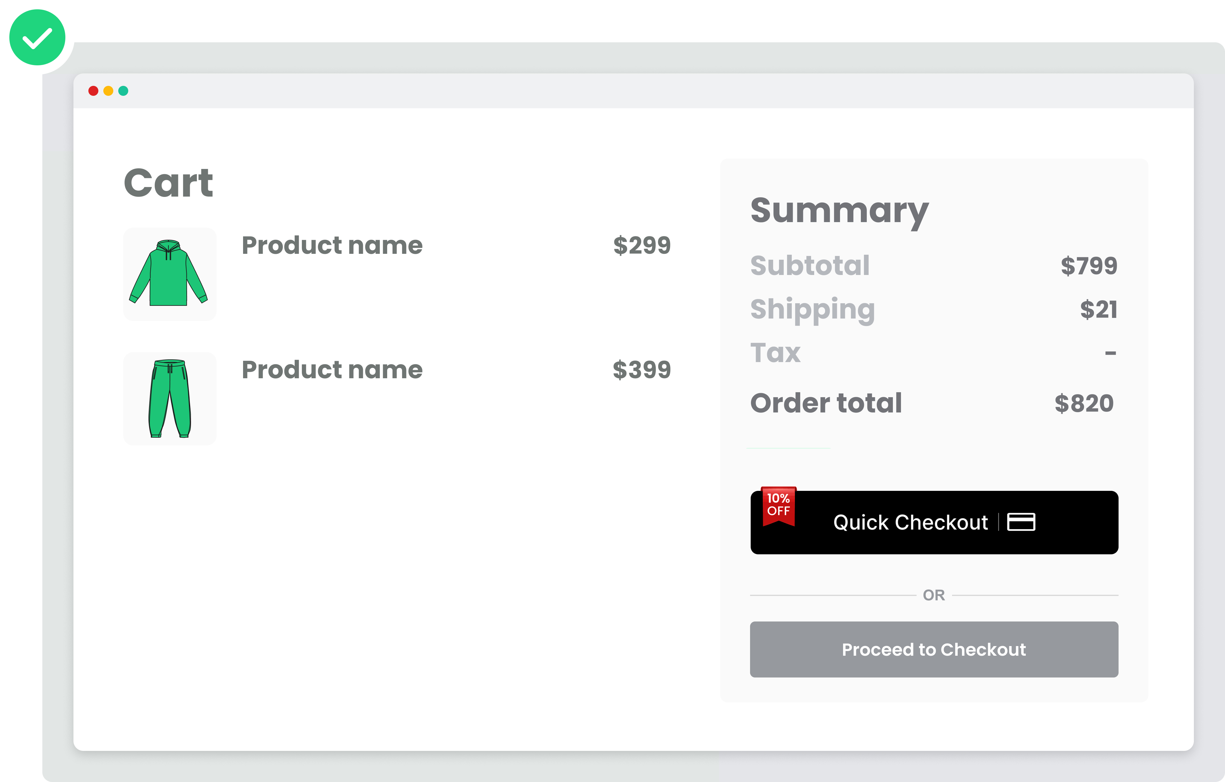 Cart page button placement