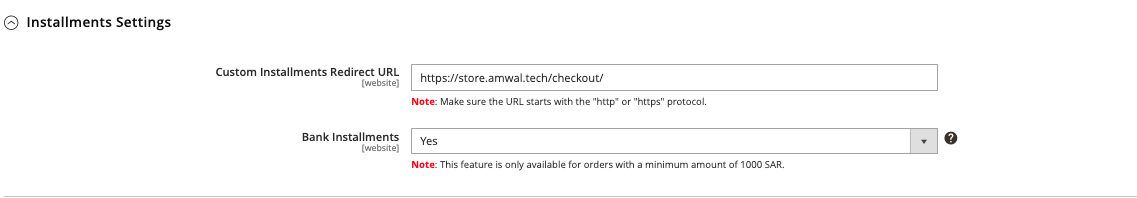 Magento 2 Installment Settings