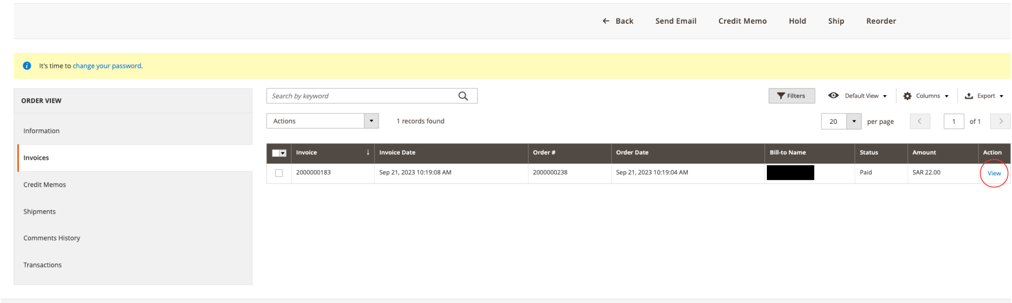Magento Sales Orders Menu
