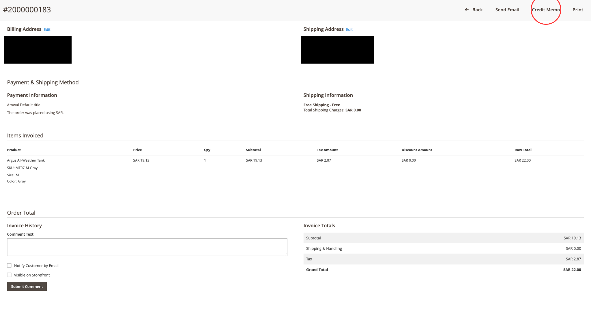 Create Credit Memo from Invoice