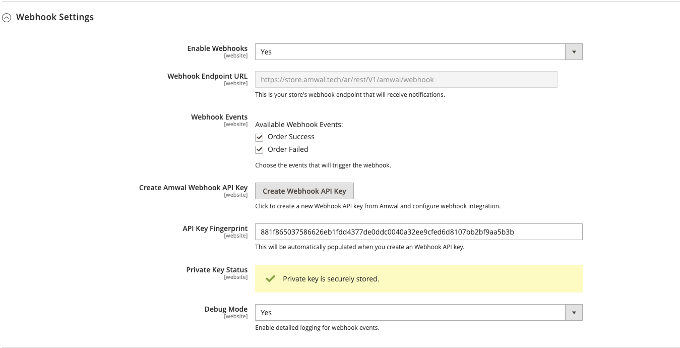 Magento 2 Webhooks Configuration